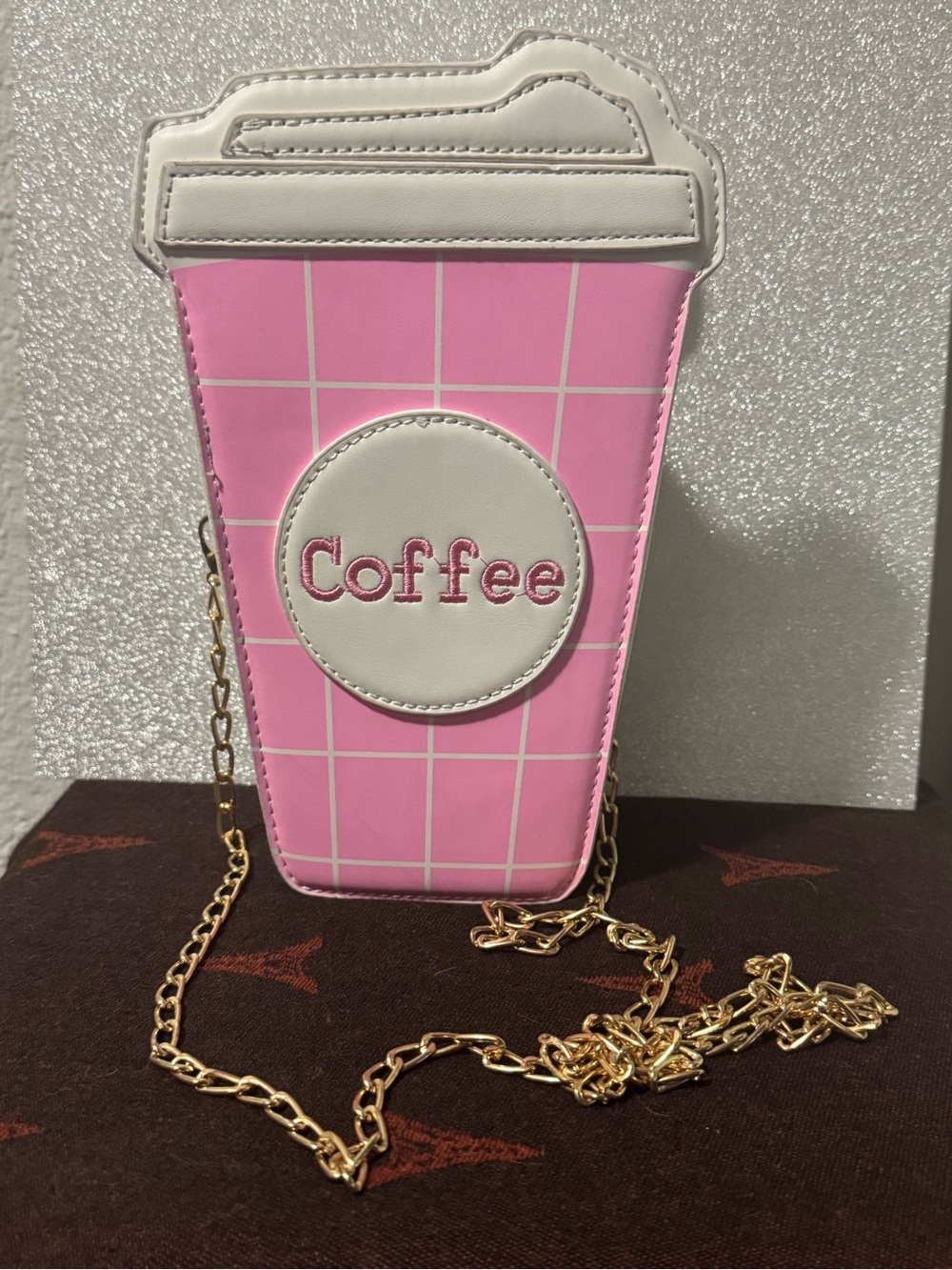 Novelty Pink Coffee Cup Crossbody Bag by